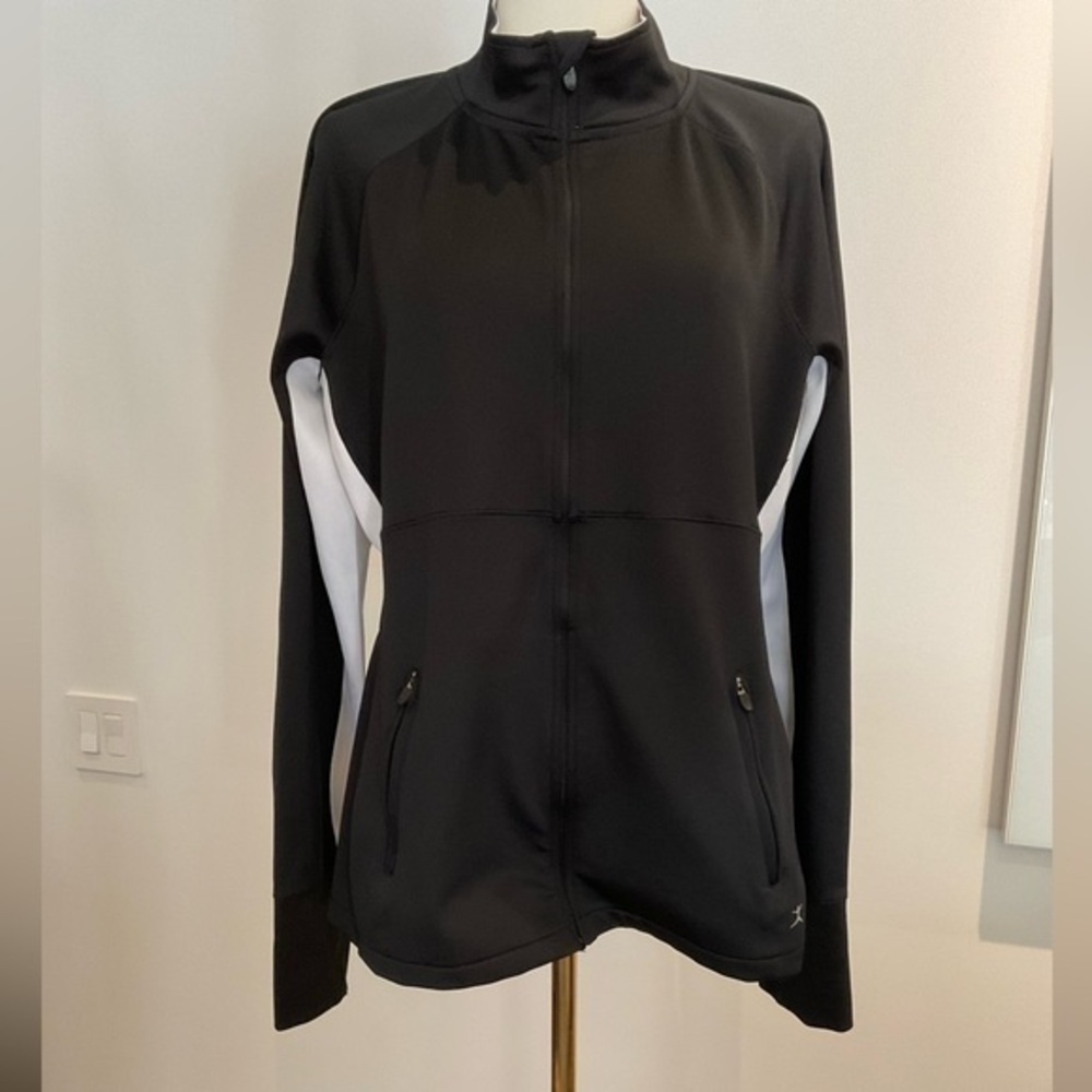 Danskin ladies XL athleisure hoody in black with white accent blocking